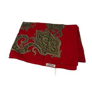 Kreier Luxurious Paisley 100% Wool Red Gold Scarf Shawl 24" X 48" Heritage